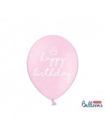 Balóny Happy Birthday - pastelová ružová 30cm, 6ks