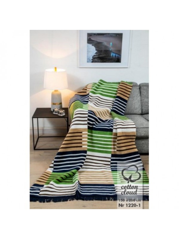 Bavlnená deka hnedo-zelená 150x200