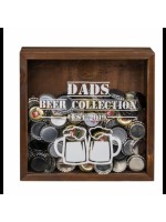 Dekoratívna skrinka na vrchnáky z pivových fliaš