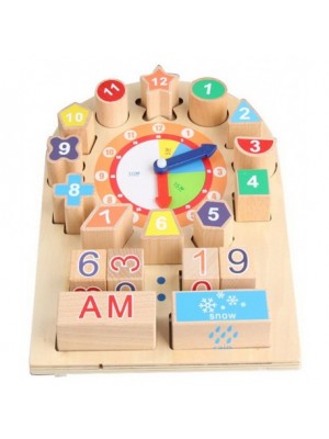 Detské drevené hodiny s dátumovníkom