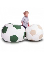 Detský MINI sedací vak ECOPUF - FOOTBALL S - ekokoža E2 - Smotanovo biela