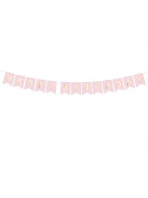 Girlanda - Baner - HAPPY BIRTHDAY, 15x175cm Ružová