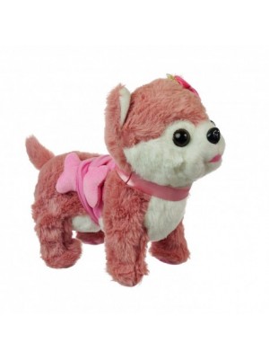 Interaktívny plyšový psík s vodítkom 25x29cm Ružová