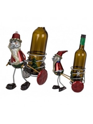 Kovový stojan na víno - Santa Claus
