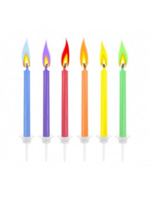 Narodeninové sviečky s farebným plameňom 6 ks