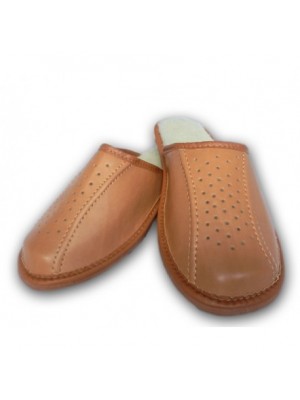 Pánske kožené papuče - Svetlo hnedá 41