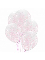 Priesvitné balóny s konfetami- 30cm, 5ks Ružová