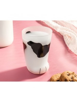 Sklenený pohár na mliečko - Mačacia labka Čierna