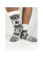 Termo dámske protišmykové ponožky 20-02 trblietavý sobík sivé