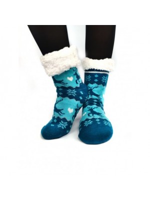 Termo dámske protišmykové ponožky sobík modré