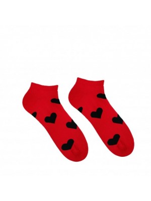 Veselé ponožky Hesty - Srdiečko Červené - členkové 39-42