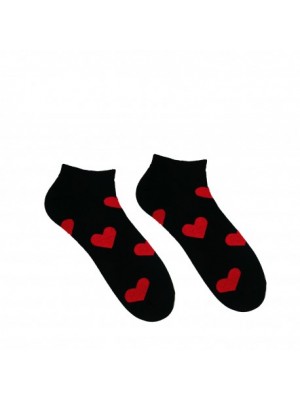 Veselé ponožky Hesty - Srdiečko čierne - členkové 35-38